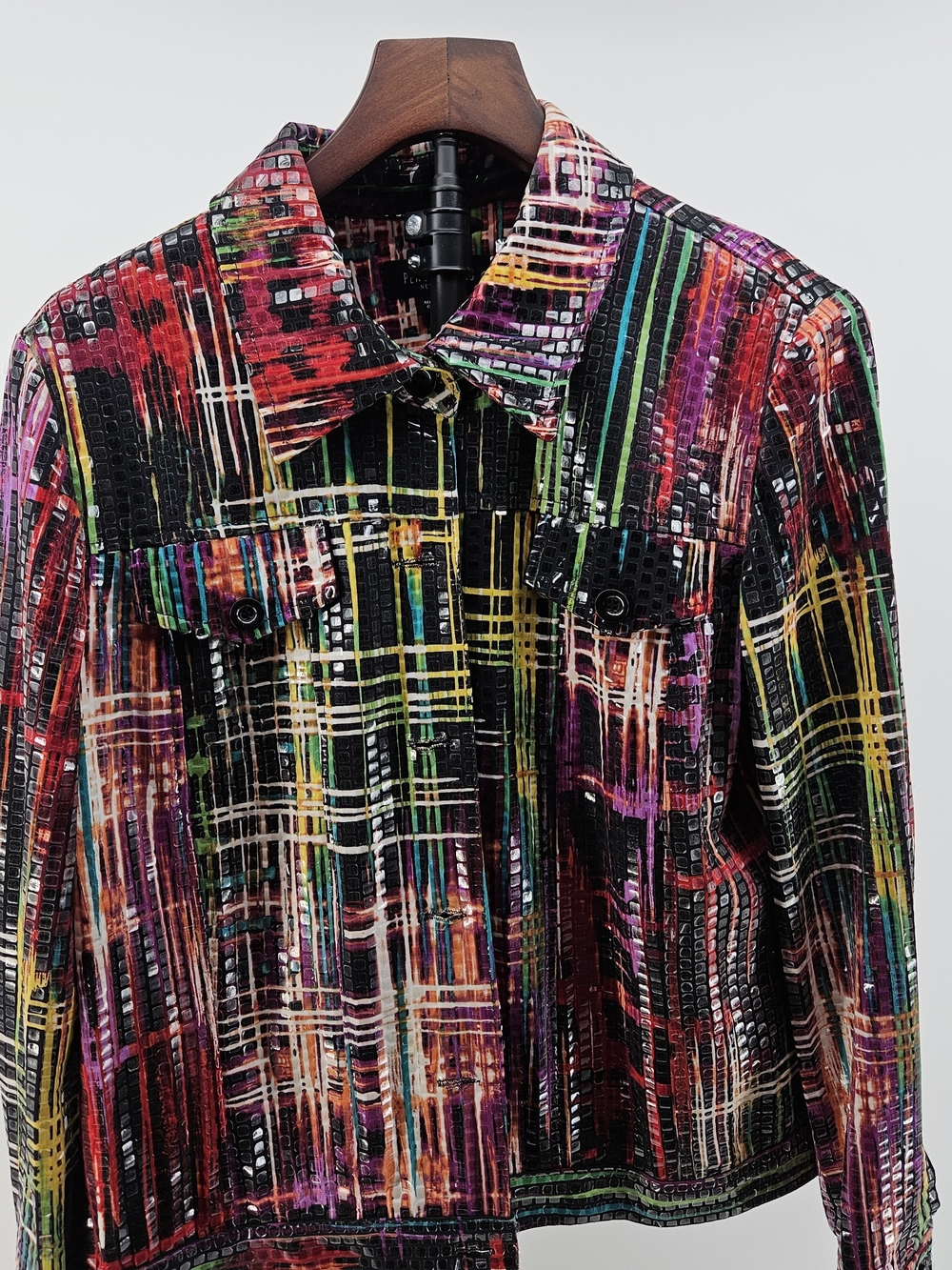 Perceptions Multicolor Plaid-Stripe Lightweight Jacket Size 16